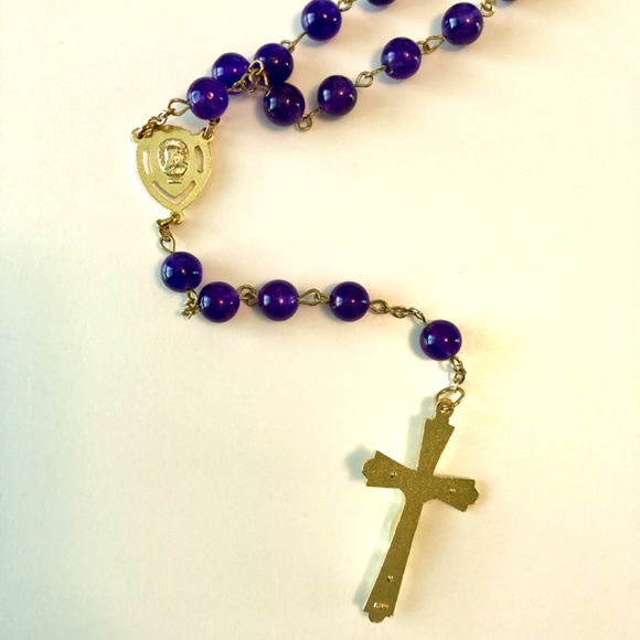 Rosary Beads - Royal Purple and Gold - Picture 4 of 5